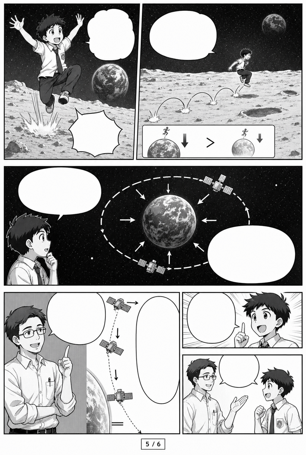 মাধ্যাকর্ষণ মাঙ্গা পাঠ—পৃষ্ঠা 5: চাঁদ ও কক্ষপথ
